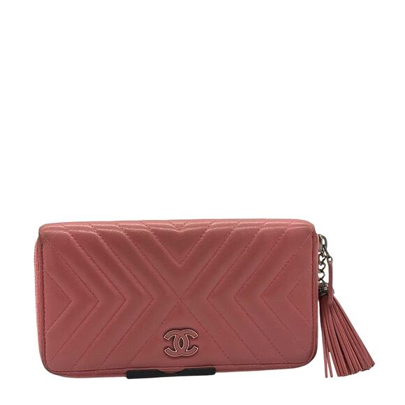Chanel Caviar Quilted Large CC logo Zip Around Wallet Pink*Very Nice Condition - Picture 2 of 16